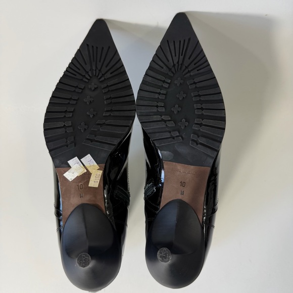 Donald J. Pliner Black Patent Leather Lace Up Heeled Boots Size 10 - Picture 9 of 13